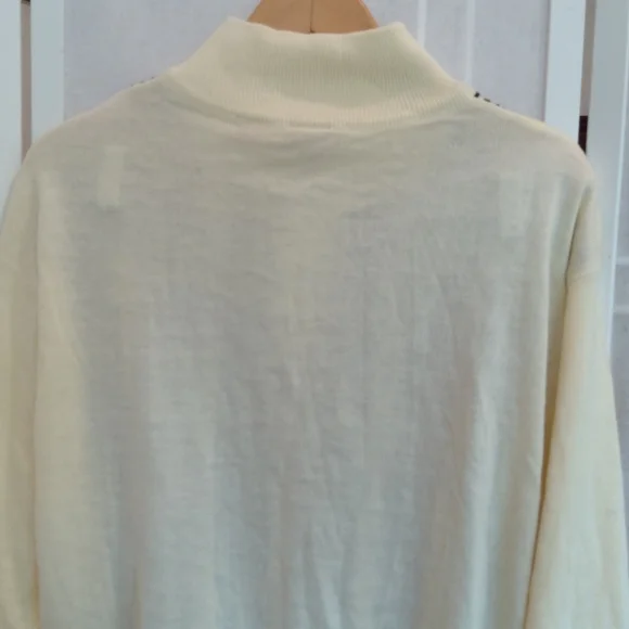 Vintage men's quarter zip cream brown color pullover Sweaters